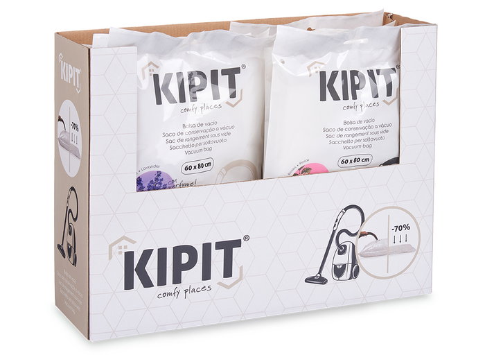 Kipit Bolsa de Vacío 60x80 cm, Fragancias Surtidas, Reducción de Volumen 70%, Plástico Transparente (36 Unidades)