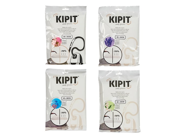 Kipit Bolsa de Vacío 60x80 cm, Fragancias Surtidas, Reducción de Volumen 70%, Plástico Transparente (36 Unidades)