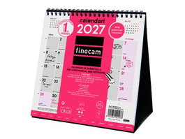 FINOCAM Calendario de sobremesa 2027 en catalán con pestañas y espacio para escribir 190x190 mm