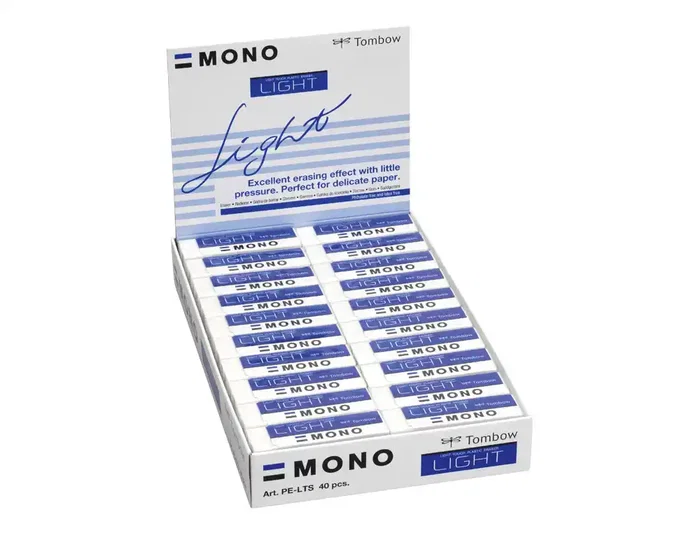 Tombow Goma de Borrar Mono Light Polimera PVC, Borrado Delicado, 13g