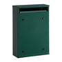 Arregui Zagüan - Buzón de pared exterior individual en acero galvanizado lacado verde, apertura posterior vertical, tamaño A5 (22x8x32 cm), incluye tarjetero y 2 llaves