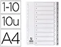 Q-connect Separador Numerico 1-10 Plastico Juego de 10 Separadores DIN A4 Multitaladro
