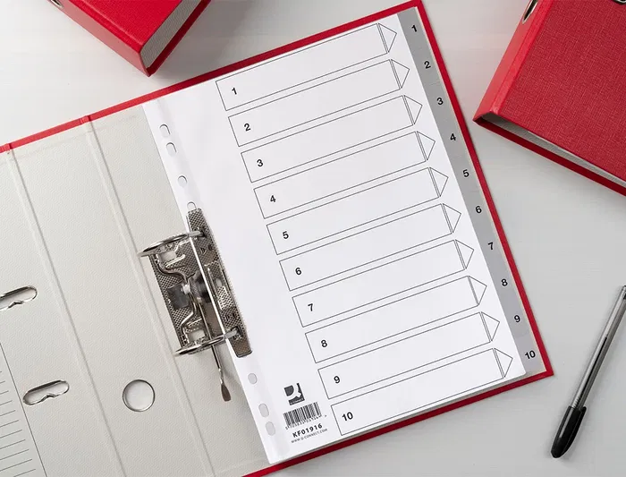 Q-connect Separador Numerico 1-10 Plastico Juego de 10 Separadores DIN A4 Multitaladro