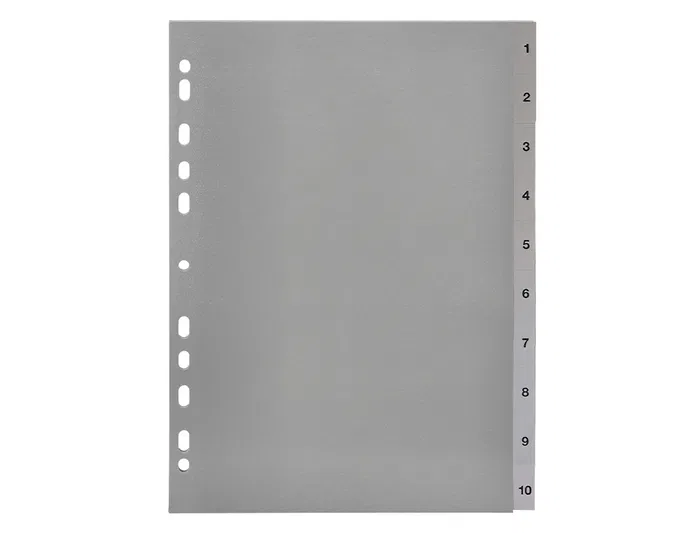 Q-connect Separador Numerico 1-10 Plastico Juego de 10 Separadores DIN A4 Multitaladro