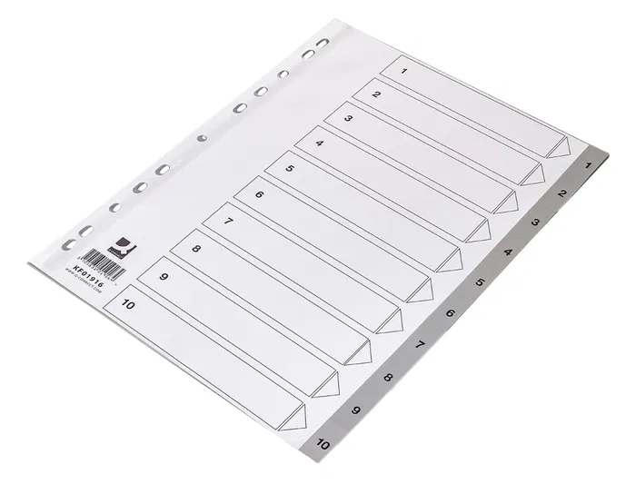 Q-connect Separador Numerico 1-10 Plastico Juego de 10 Separadores DIN A4 Multitaladro