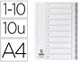 Q-connect Separador Numerico 1-10 Plastico Juego de 10 Separadores DIN A4 Multitaladro