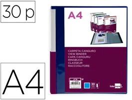 Liderpapel Carpeta con 30 fundas tipo canguro DIN A4 azul translúcido