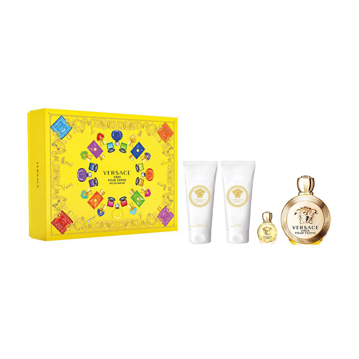Versace Eros pour Femme Gift Set (100ml EDP + 5ml EDP + 100ml Body Lotion + 100ml Shower Gel)