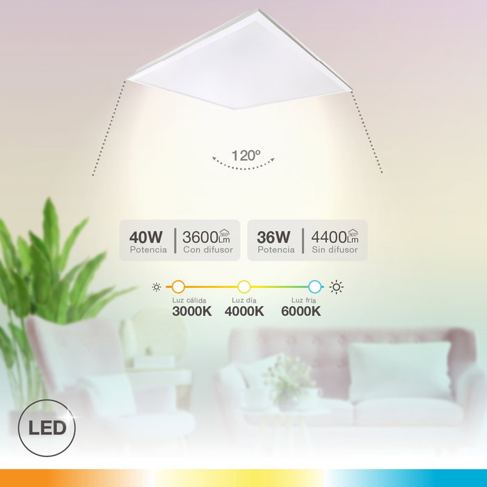 GSC Evolution Panel empotrable LED Gilé 59,5x59,5cm 40W Blanco