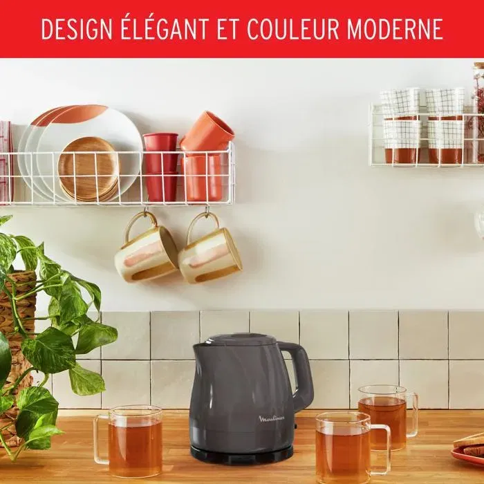 Moulinex Hervidor eléctrico inalámbrico, 0,8 L, Filtro antical, Apagado automático, Tapa con cerradura, Rio BY153910