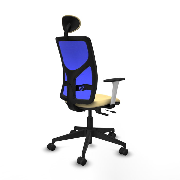 PIQUERAS Y CRESPO Silla de oficina Motilla con mecanismo Sincro/Traslack, Crema y Azul