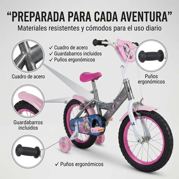Huffy Bicicleta Minnie con Ruedas de 14 Pulgadas para Niñas de 4 a 6 Años - Modelo Huffy14" Huffy Bicicleta Minnie con Ruedas de 14 Pulgadas para Niñas de 4 a 6 Años - Modelo Huffy14"
