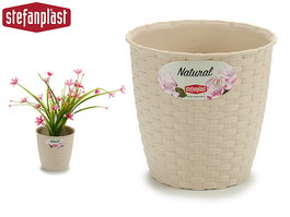 Stefanplast Maceta Natural Inter Exter 14 Diám. Beige, Plastico, 14 cm Diámetro x 12.5 cm Alto, para Interior y Exterior (Set de 12)