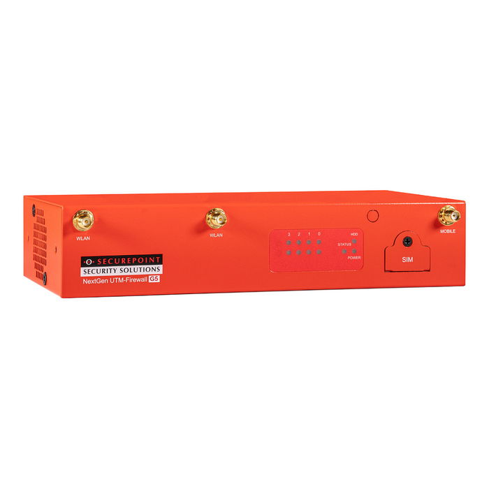 Securepoint RC100 G5 Security UTM Appliance: Firewall 3.74 Gbps, VPN 0.69 Gbps, Wi-Fi 5, 4 Puertos Gigabit, 25 Usuarios, Montaje Rack