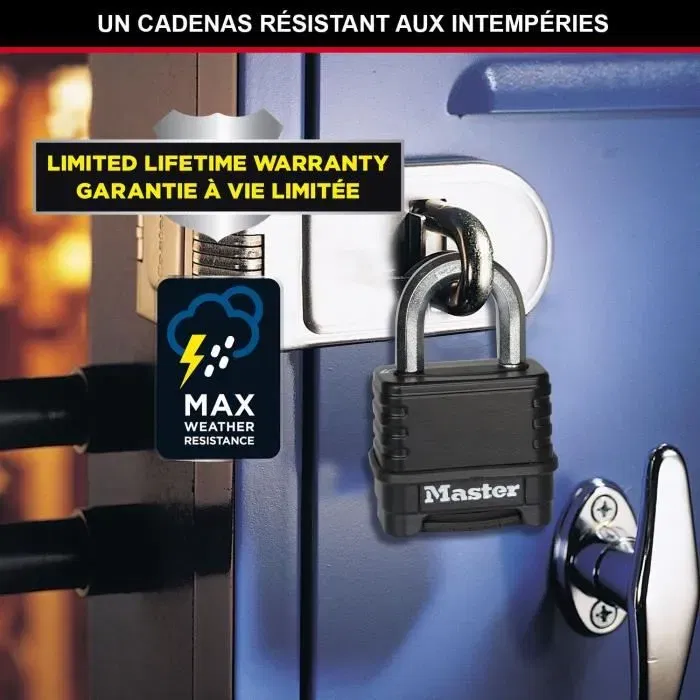 Master Lock M178EURD Candado de Alta Seguridad con Combinación, Cuerpo de Acero y Arco de Aleación de Boro, Diseñado para Uso en Exteriores, Resistencia al Corte