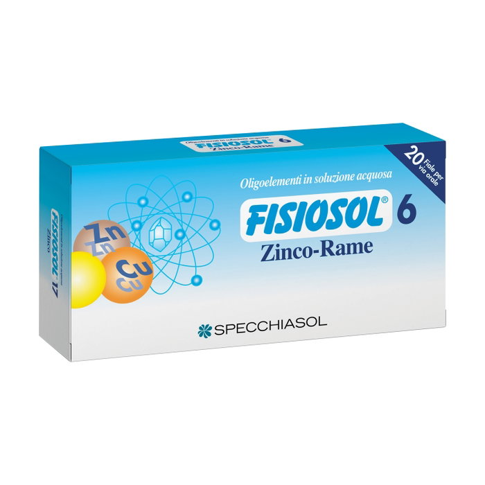 Specchiasol Fisiosol 6 Zinc Cobre (ZN-CU) 20 viales - Oligoelementos para crecimiento y hormonas Specchiasol Fisiosol 6 Zinc Cobre (ZN-CU) 20 viales - Oligoelementos para crecimiento y hormonas