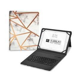 SUBBLIM funda de tablet con teclado bluetooth Keytab Pro BT Trendy Marmol Blanco