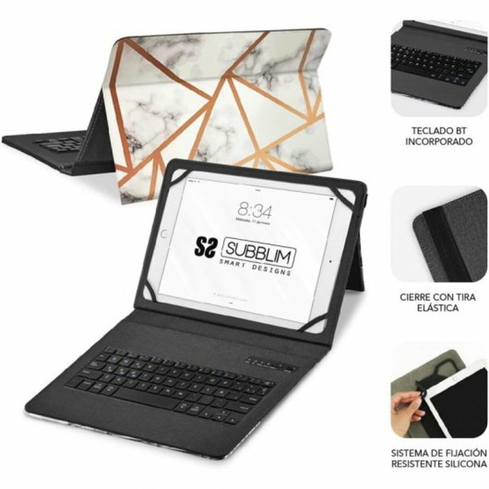 Subblim Keytab Pro BT Trendy Mármol Blanco Funda con Teclado