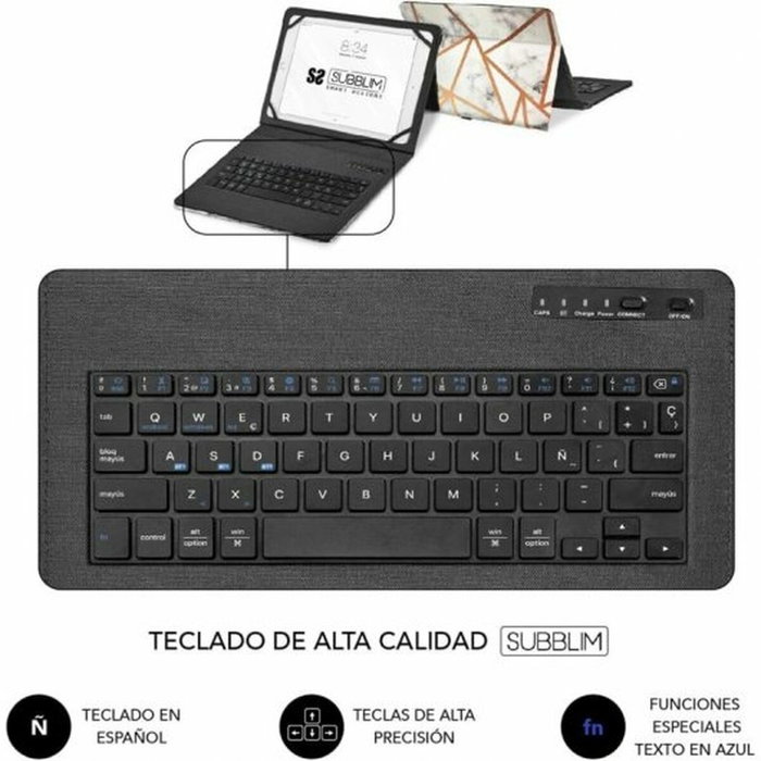 Subblim Keytab Pro BT Trendy Mármol Blanco Funda con Teclado
