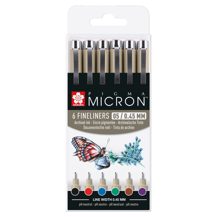 Sakura Pigma Micron 05 Estuche de 6 Colores Básicos Sakura Pigma Micron 05 Estuche de 6 Colores Básicos