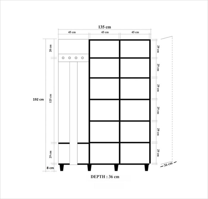 Hanah Home Perchero 135-723 Roble Sonoma 135x192x36 cm