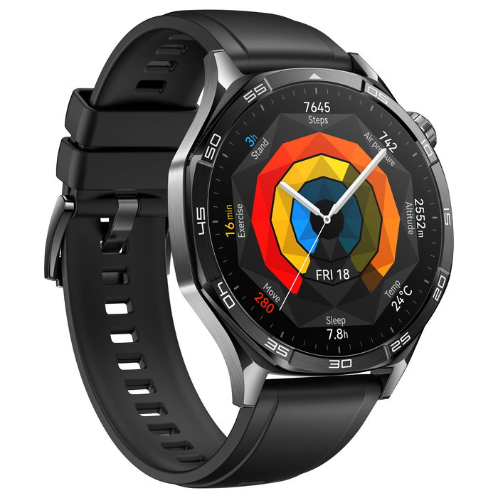 HUAWEI WATCH GT5 Reloj Inteligente 46mm Negro (Vili-B19F) - Pantalla AMOLED 1.43", GPS, NFC, Resistente al Agua 5 ATM, Batería 14 Días, Seguimiento Deportivo y Salud