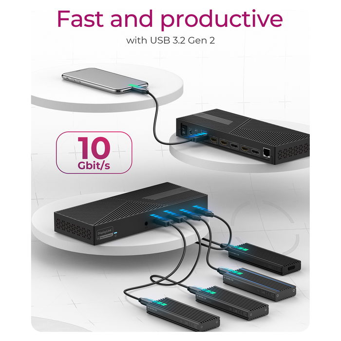 ICY BOX Docking Station USB-C Hub con 4x USB-A, 2x USB-C, 2x HDMI, DisplayPort - Negro