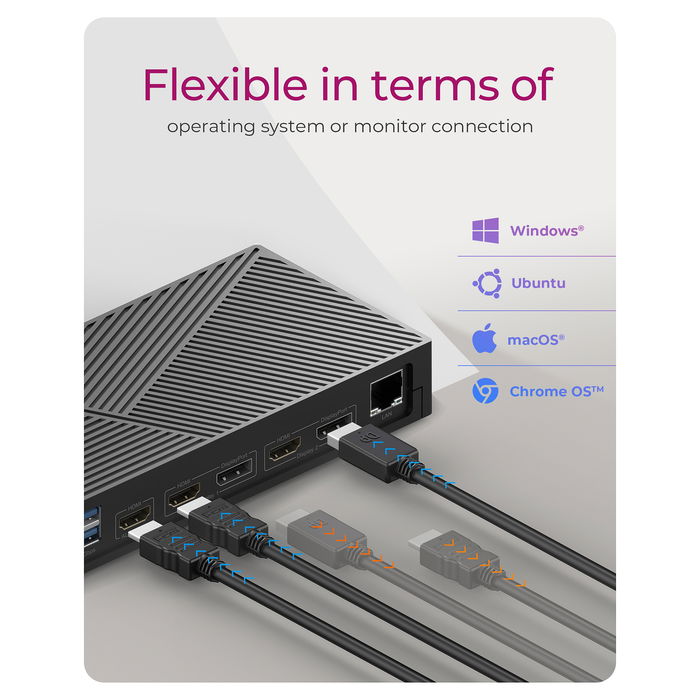 ICY BOX Docking Station USB-C Hub con 4x USB-A, 2x USB-C, 2x HDMI, DisplayPort - Negro