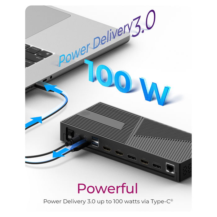 ICY BOX Docking Station USB-C Hub con 4x USB-A, 2x USB-C, 2x HDMI, DisplayPort - Negro