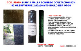 PLUVIA Malla de Sombreado y Ocultación Verde 2,0x50 MT