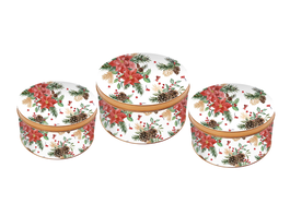 DKD Home Decor Set de 3 Cajas de Metal Dorado y Multicolor 20x20x9 cm