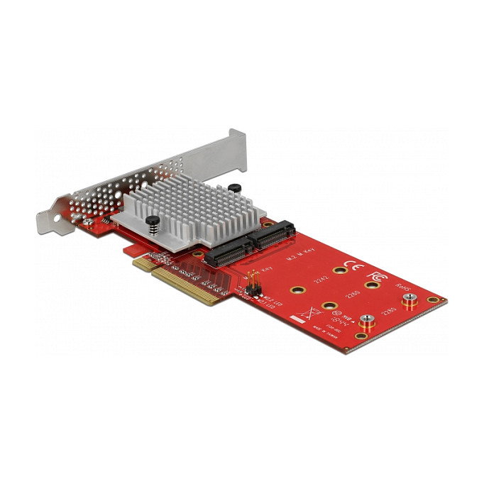 DeLOCK 90305 Tarjeta PCIe x8 a 2 x M.2 NVMe Interno, Chipset ASM2824, PCIe 3.0, Bajo Perfil, 32 Gbit/s, para Windows y Linux