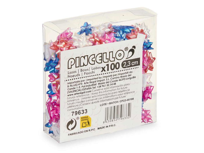 PINCELLO 100 Lazos Pasteles Brillo 2,3 cm PVC (Set de 24)