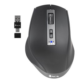 NGS Blur-Rb Ratón Inalámbrico Multidispositivo Bluetooth Recargable Láser 2.4GHz USB-A/USB-C, BT4.0, DPI Ajustable 800/1600/3200, 6 Botones, Ergonómico Diestro, Plug and Play