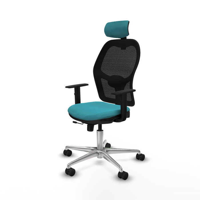 PIQUERAS Y CRESPO Silla de oficina Jorquera con mecanismo Sincro/Traslack, Turquesa y Negro