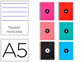 Antartik Cuaderno Espiral A5 Micro Tapa Forrada 120 Hojas 100g Papel Ultrasuave Colores Surtidos
