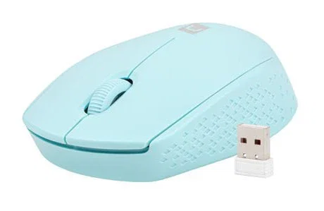 NATEC STORK Ratón Óptico Inalámbrico Ambidiestro 1600 DPI, Bluetooth y Receptor USB Tipo-A, Alcance 10 m, Color Azul Claro