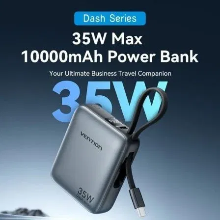 Vention Powerbank 10000mAh 35W Gris FHFH0 Incluye Cable USB Tipo-C