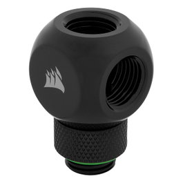 Corsair Hydro X Series XF Adaptador Y-splitter G1/4 pulgadas macho a 2x G1/4 pulgadas hembra Rotativo Negro