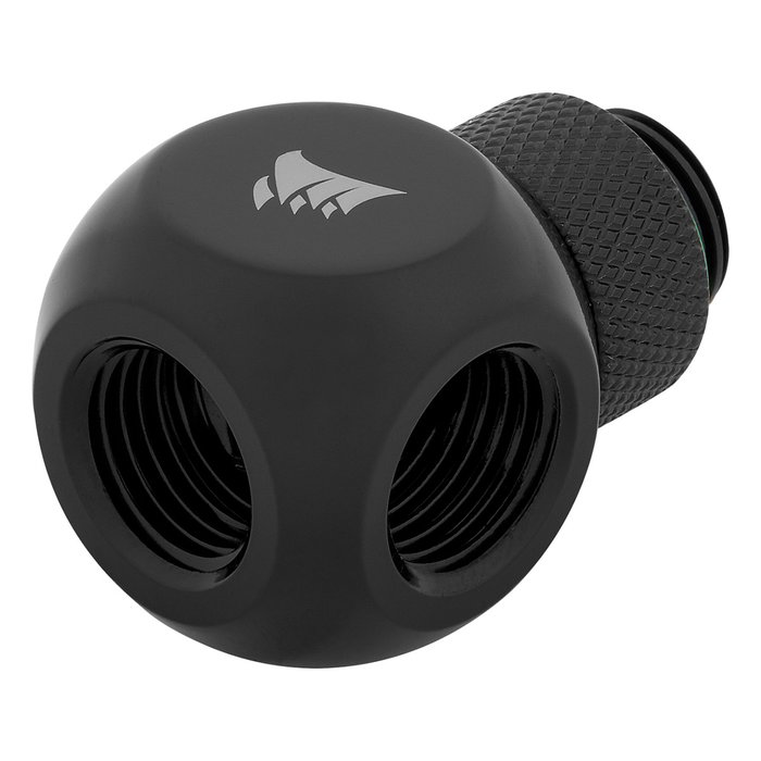 Corsair Hydro X Series XF Adaptador Y-splitter G1/4 pulgadas macho a 2x G1/4 pulgadas hembra Rotativo Negro