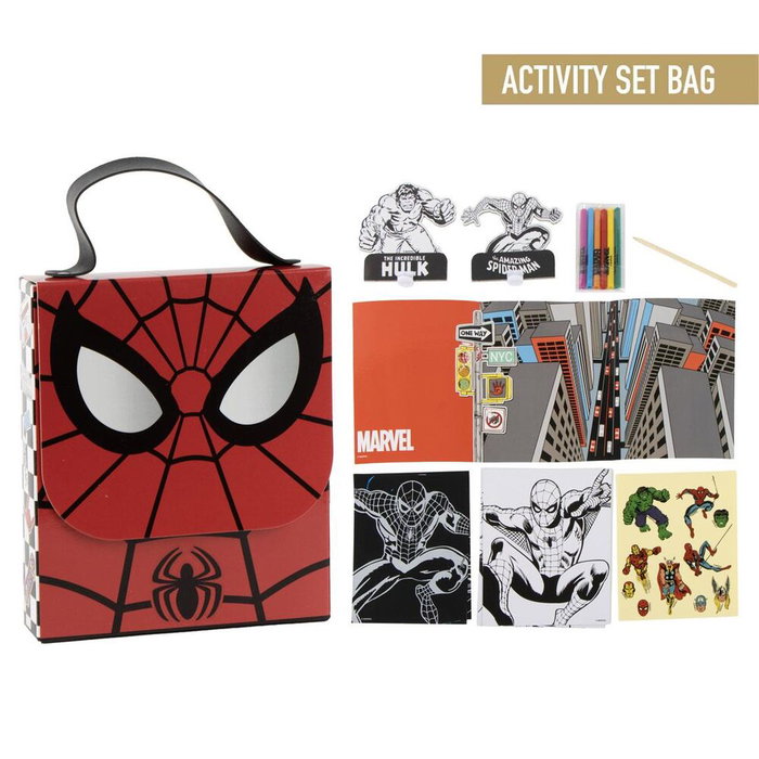 Cerdá Set Coloreable Mochila Spiderman Marvel Rojo