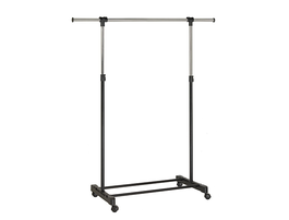 Unilux Perchero Extensible con Ruedas, Ajustable en Altura y Anchura, Negro/Cromado