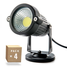 Pack 4 Focos LED Jardín 5W 450Lm 6000K Blanco Frío IP65