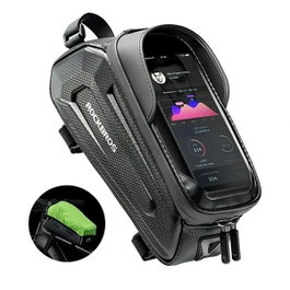 Rockbros B68 Bolsa para cuadro de bicicleta con bolsillo para teléfono, 1.7l - Negro