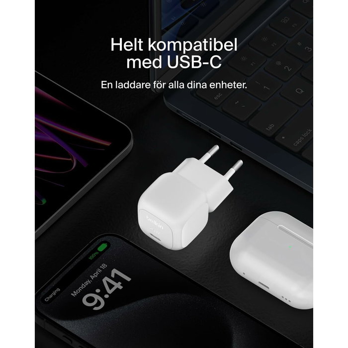 Belkin Boost Charge 20W con Cable USB-C de 1m Blanco WCA009KQ1MWH-B6