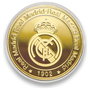 Real Madrid - Moneda Conmemorativa Bernabéu Dorada en Zamak con Acabado en Relieve para Colección - Incluye Cápsula Acrílica y Caja
