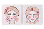 DKD Home Decor Set de 6 Cuadros Lienzo Cara Abstracto 50x50 cm Multicolor/Blanco