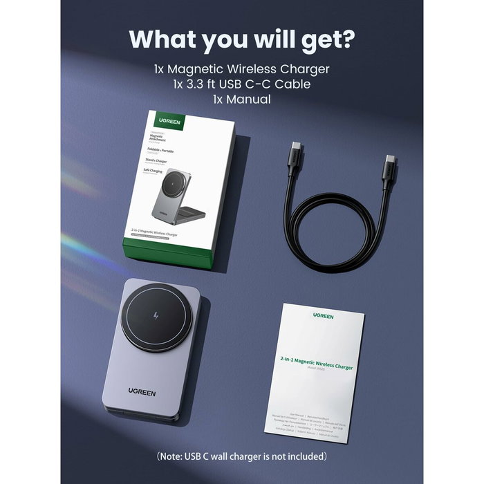 Ugreen W528 Cargador Inalámbrico 2 en 1 para iPhone y AirPods, Gris