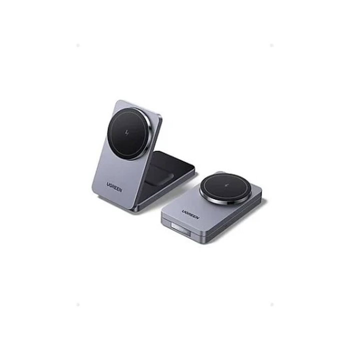 Ugreen W528 Cargador Inalámbrico 2 en 1 para iPhone y AirPods, Gris