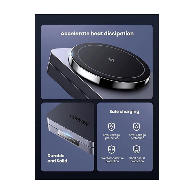 Ugreen W528 Cargador Inalámbrico 2 en 1 para iPhone y AirPods, Gris